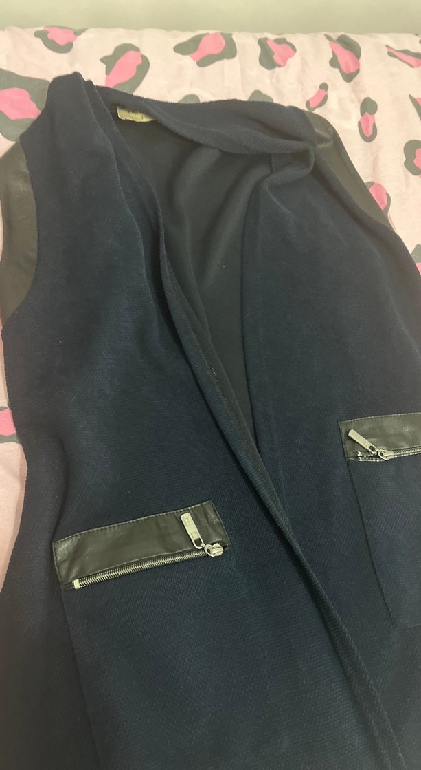 Fermuarlı lacivert Kadın Yelek - Görsel 4