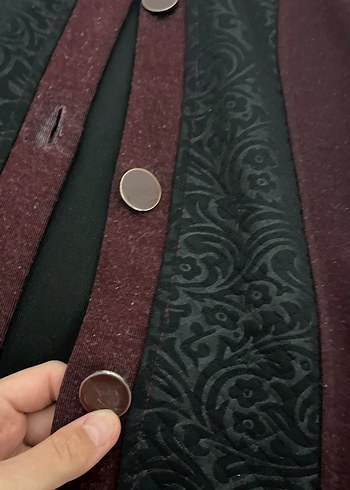 Bordo kadın palto uzun tesettür - Görsel 7