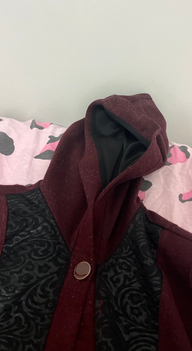 Bordo kadın palto uzun tesettür - Görsel 3