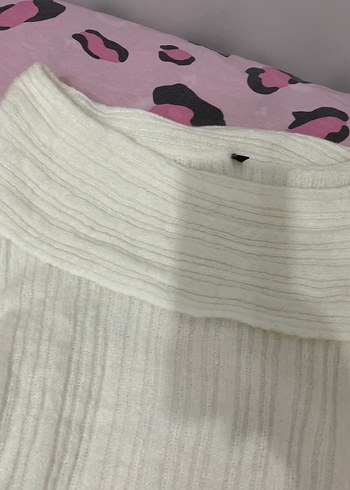 Beyaz Kadın Triko Uzun Kollu Bluz yakası açık - Görsel 2