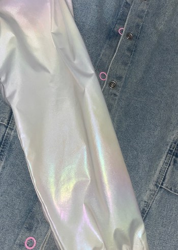 Düğmeli Pembe Tie-Dye Denim Ceket - Görsel 4