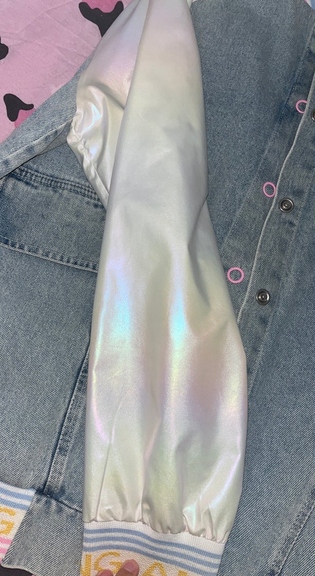 Düğmeli Pembe Tie-Dye Denim Ceket - Görsel 3