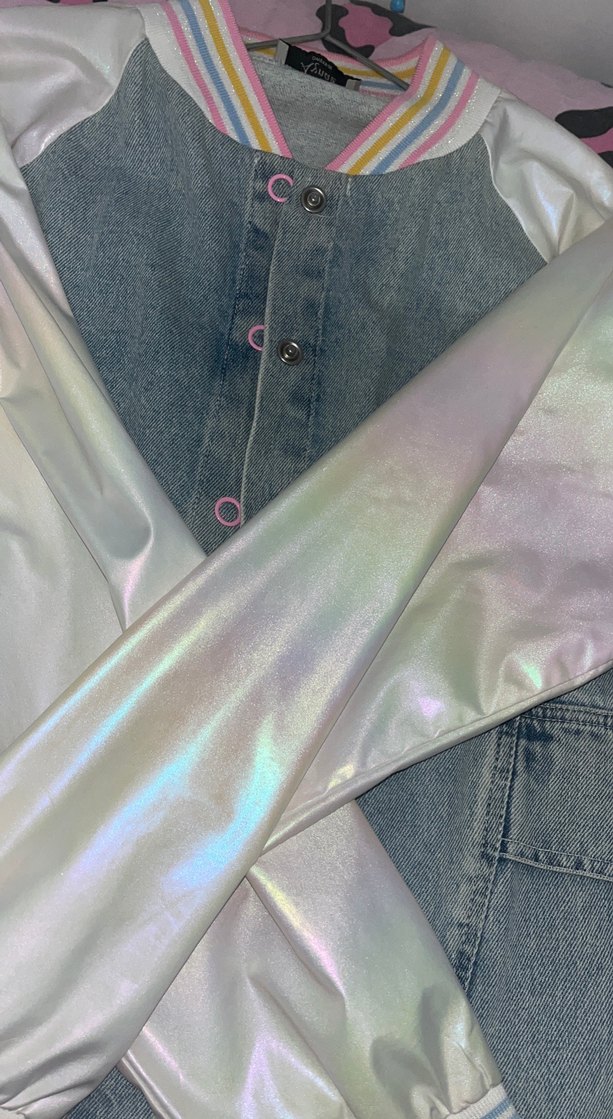 Düğmeli Pembe Tie-Dye Denim Ceket - Görsel 5