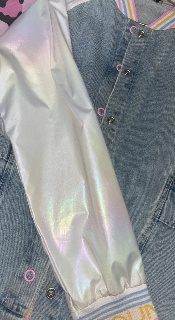 Düğmeli Pembe Tie-Dye Denim Ceket - Görsel 4