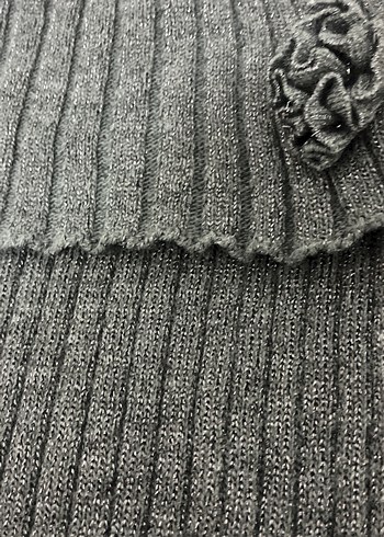 Gri Kadın Triko Uzun Kollu Omuz Detaylı Kazak - Görsel 4