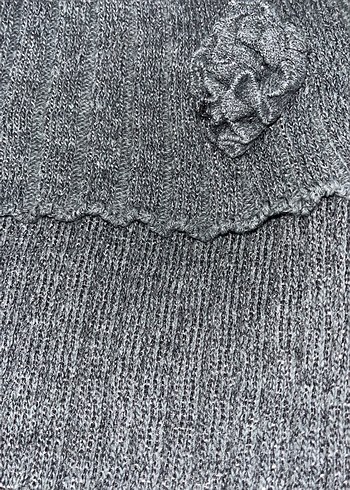 Gri Kadın Triko Uzun Kollu Omuz Detaylı Kazak - Görsel 3