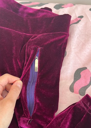 Kadife eşofman altı kadın bordo - Görsel 15