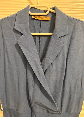 Lacivert Keten Midi Elbise - Görsel 2