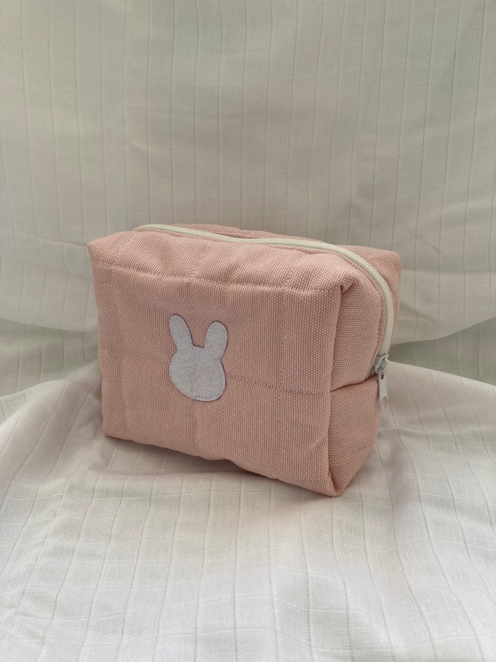 Pembe tavşan detaylı makyaj çantası - Görsel 2