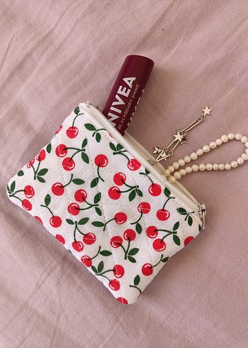 Kiraz Desenli fermuarlı mini cüzdan - Görsel 3