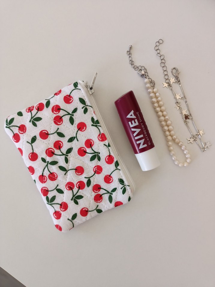 Kiraz Desenli fermuarlı mini cüzdan - Görsel 2