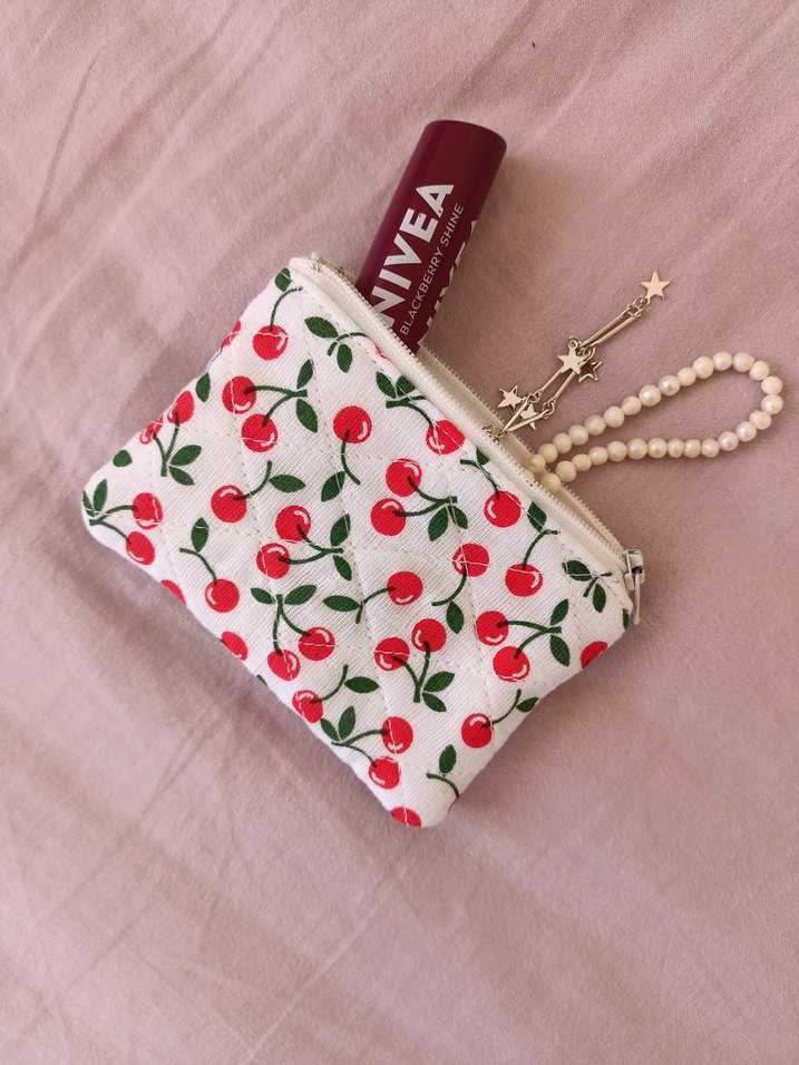 Kiraz Desenli fermuarlı mini cüzdan - Görsel 4