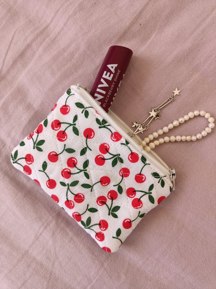 Kiraz Desenli fermuarlı mini cüzdan - Görsel 3