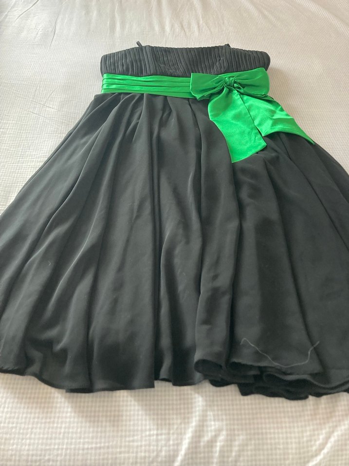 Siyah Pilili Midi Straplez Elbise - Görsel 2