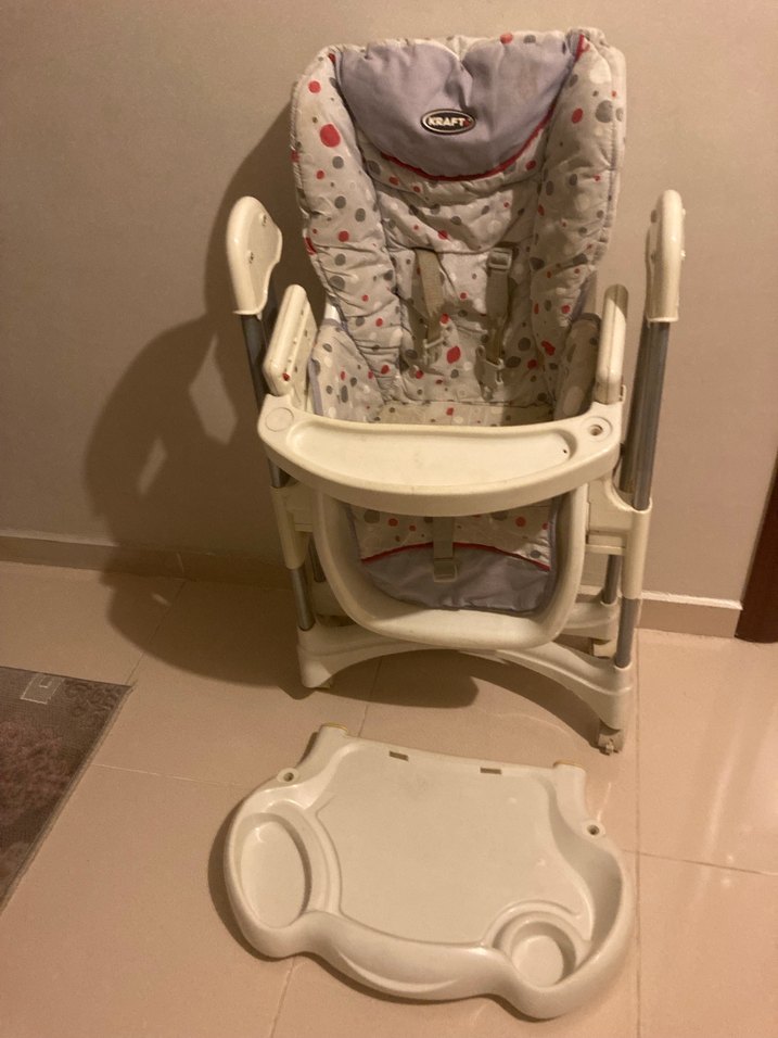 Gri Desenli Kraft Bebek Mama Sandalyesi - Görsel 4