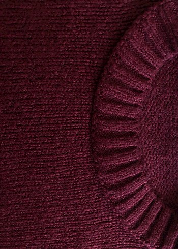 Bordo Kadın Triko Bisiklet Yaka Kazak - Görsel 4