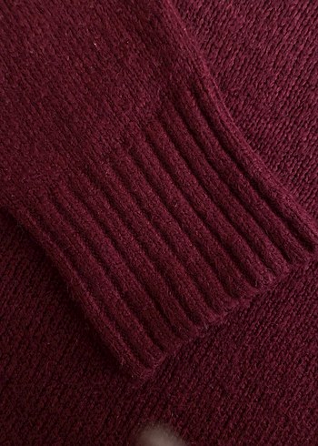 Bordo Kadın Triko Bisiklet Yaka Kazak - Görsel 3