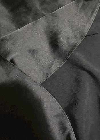 Siyah Uzun Kollu Drapeli V Yaka Elbise - Görsel 4