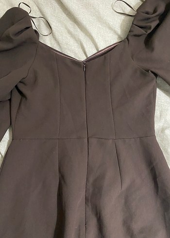 Nocturne Kısa Kollu Kahverengi Midi Elbise - Görsel 2