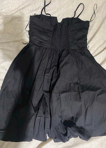 Zara Siyah Drapeli Straplez Elbise - Görsel 2