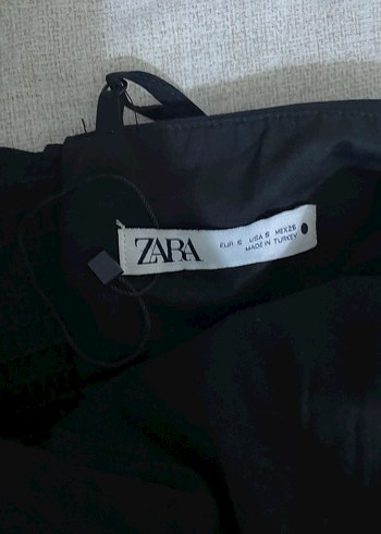 Zara Siyah Drapeli Straplez Elbise - Görsel 3