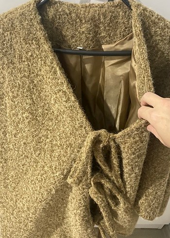 Kadın Kahverengi Örgü Yün Midi Kaban - Görsel 2