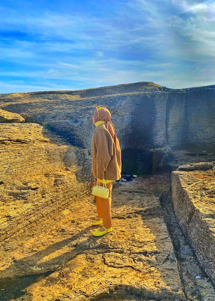 Kadın Kahverengi Örgü Yün Midi Kaban - Görsel 5