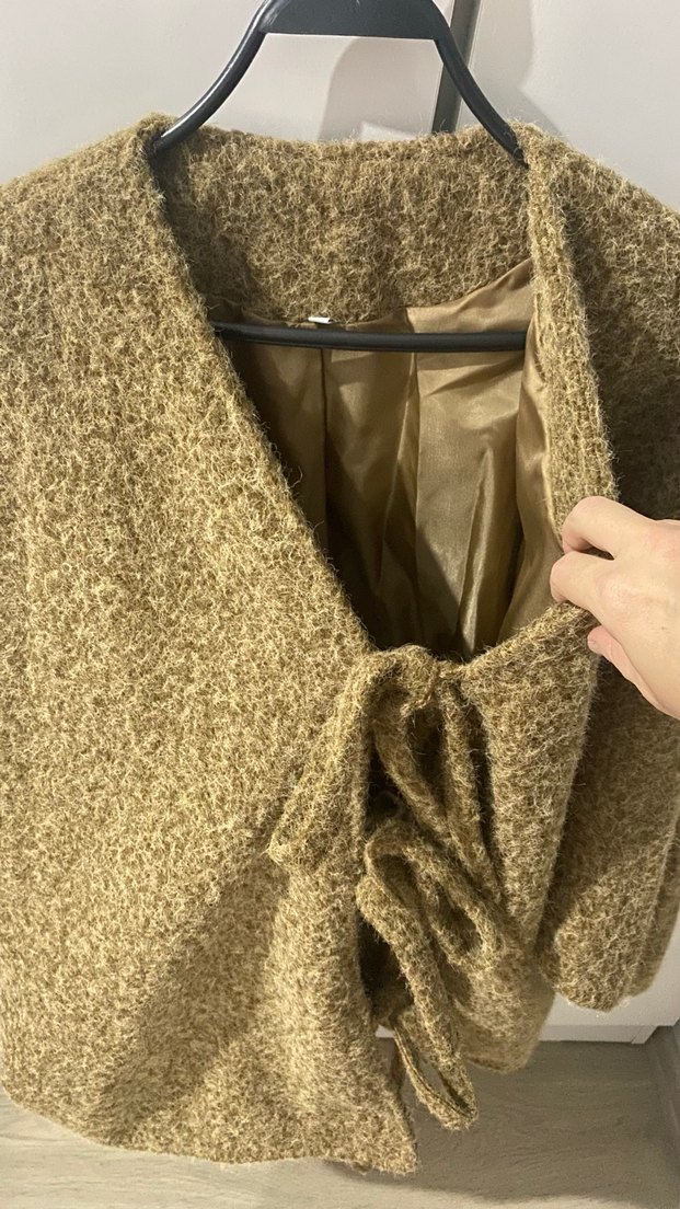 Kadın Kahverengi Örgü Yün Midi Kaban - Görsel 2