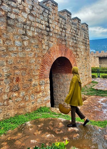 Kadın yağ yeşili Oversize Midi Tunik - Görsel 5