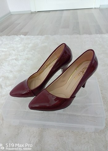 Bordo Rugan Stiletto Kadın Topuklu Ayakkabı - Görsel 2