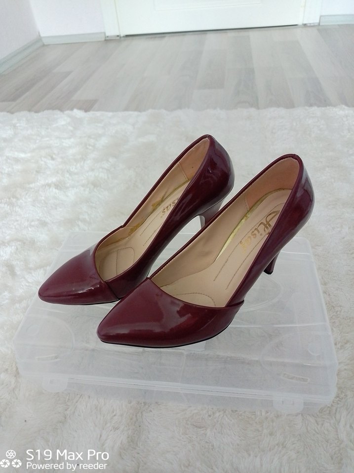 Bordo Rugan Stiletto Kadın Topuklu Ayakkabı - Görsel 2