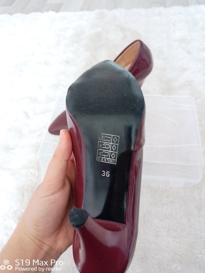 Bordo Rugan Stiletto Kadın Topuklu Ayakkabı - Görsel 3