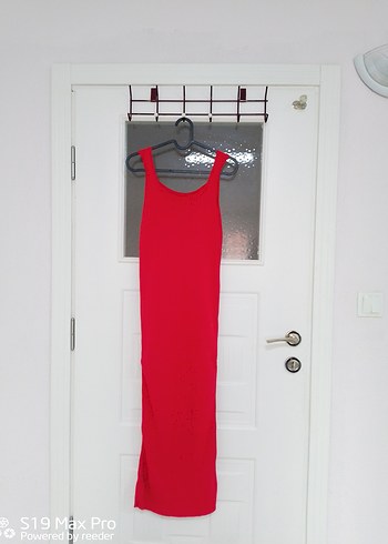 Kolsuz Kırmızı Uzun Triko Elbise - Görsel 4