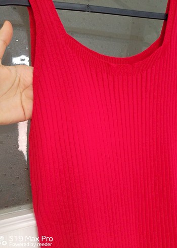 Kolsuz Kırmızı Uzun Triko Elbise - Görsel 3