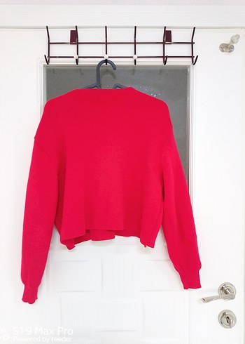 Düğmeli Kırmızı Kadın Hırka - Görsel 2