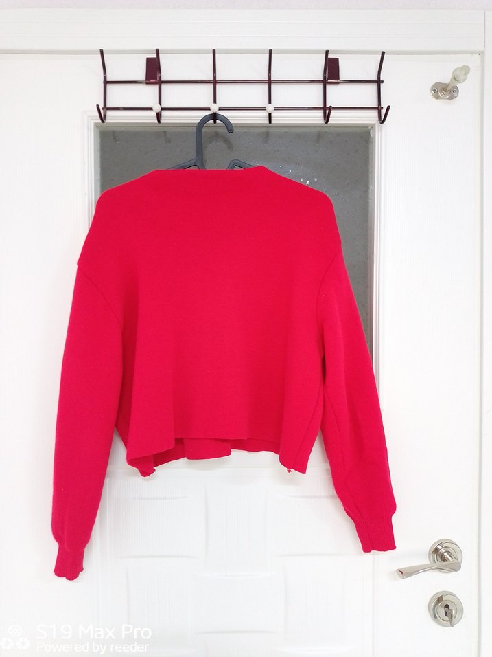 Düğmeli Kırmızı Kadın Hırka - Görsel 2