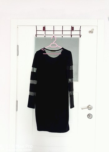 Uzun Kollu Siyah Triko Midi Elbise - Görsel 2