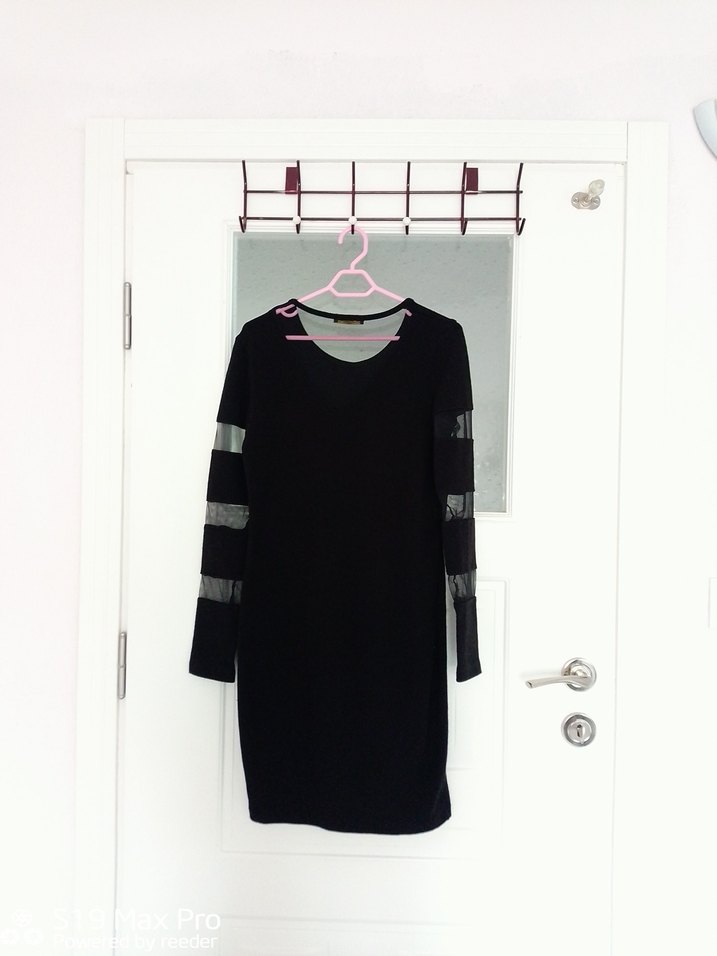 Uzun Kollu Siyah Triko Midi Elbise - Görsel 2