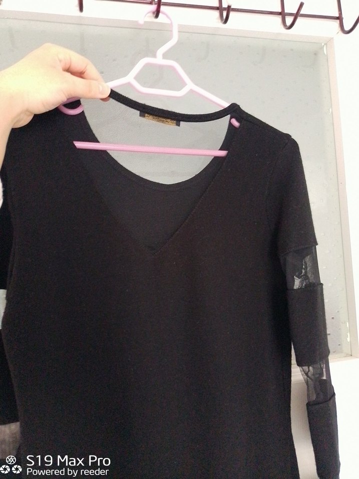 Uzun Kollu Siyah Triko Midi Elbise - Görsel 3