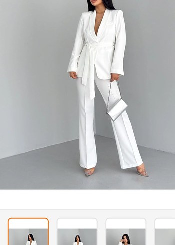 Beyaz Kuşaklı Mini Kadın Takım - Görsel 2