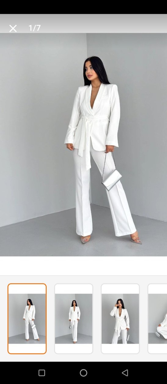 Beyaz Kuşaklı Mini Kadın Takım - Görsel 2