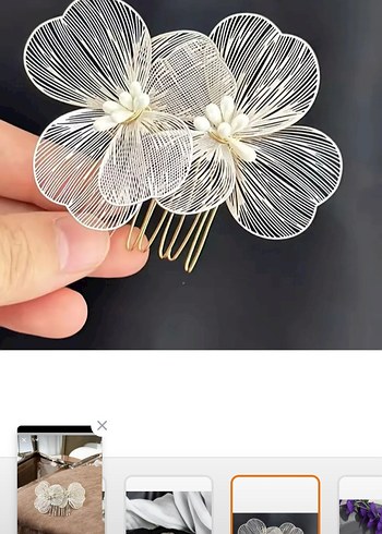 Bej Dantel Çiçekli Bohem Gelin Tokası - Görsel 2