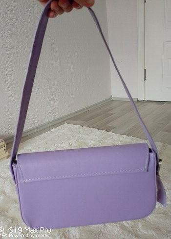 Pastel Mor Deri Kadın Omuz Çantası - Görsel 2