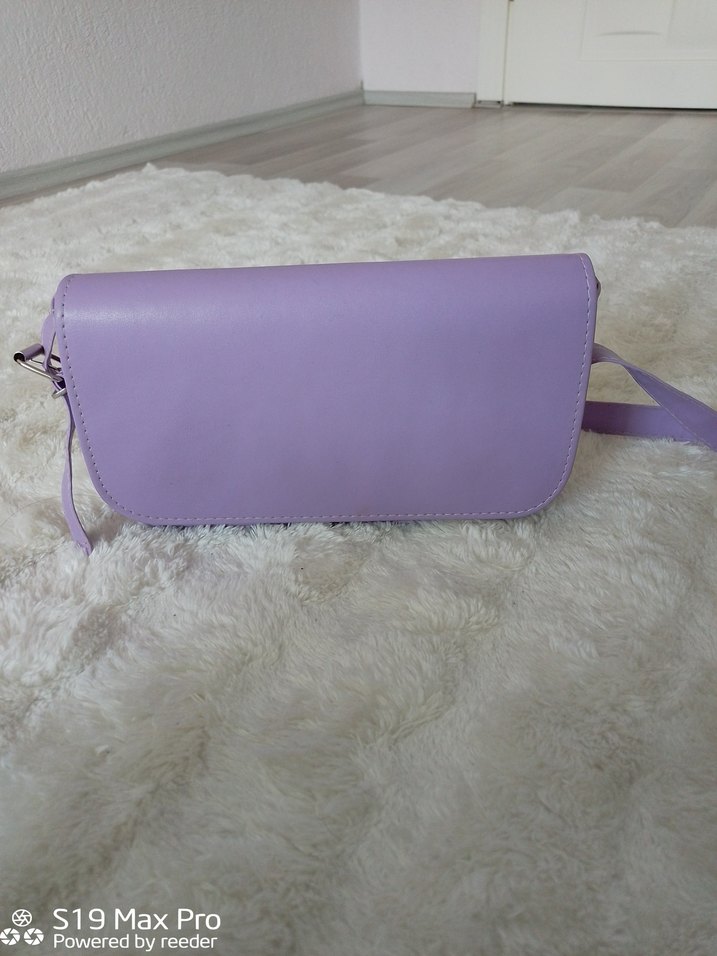 Pastel Mor Deri Kadın Omuz Çantası - Görsel 3