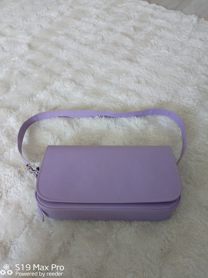 Pastel Mor Deri Kadın Omuz Çantası - Görsel 4