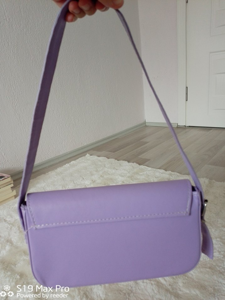 Pastel Mor Deri Kadın Omuz Çantası - Görsel 2