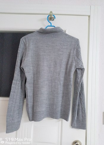 Gri Örgü Kadın Triko Kazak - Görsel 2