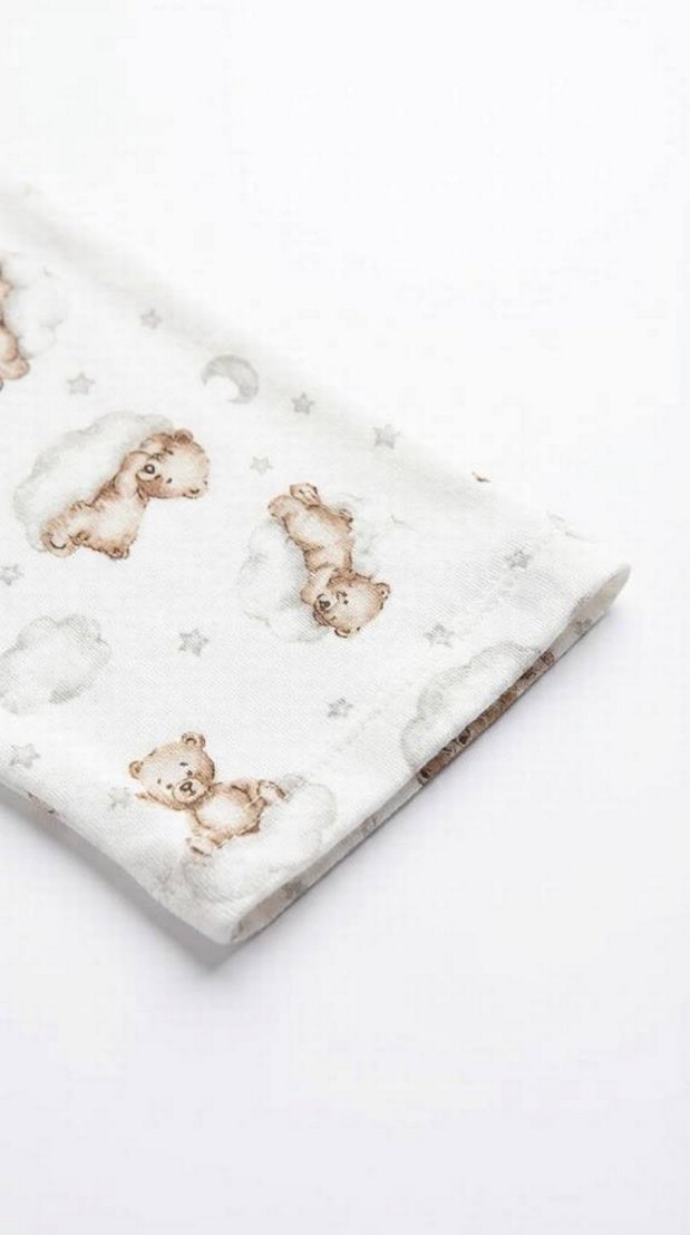 Baskılı Beyaz Kadın Pijama Takımı Uzun Kollu - Görsel 4