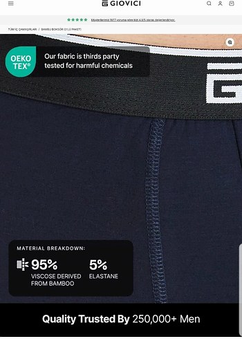 Giovici Erkek Lacivert Bambu boxer - Görsel 7