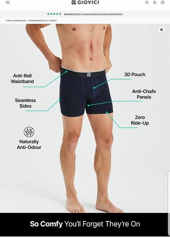 Giovici Erkek Lacivert Bambu boxer - Görsel 4